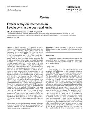 Review Effects of Thyroid Hormones on Leydig Cells in the Postnatal Testis