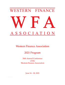 Western Finance Association 2021 Program
