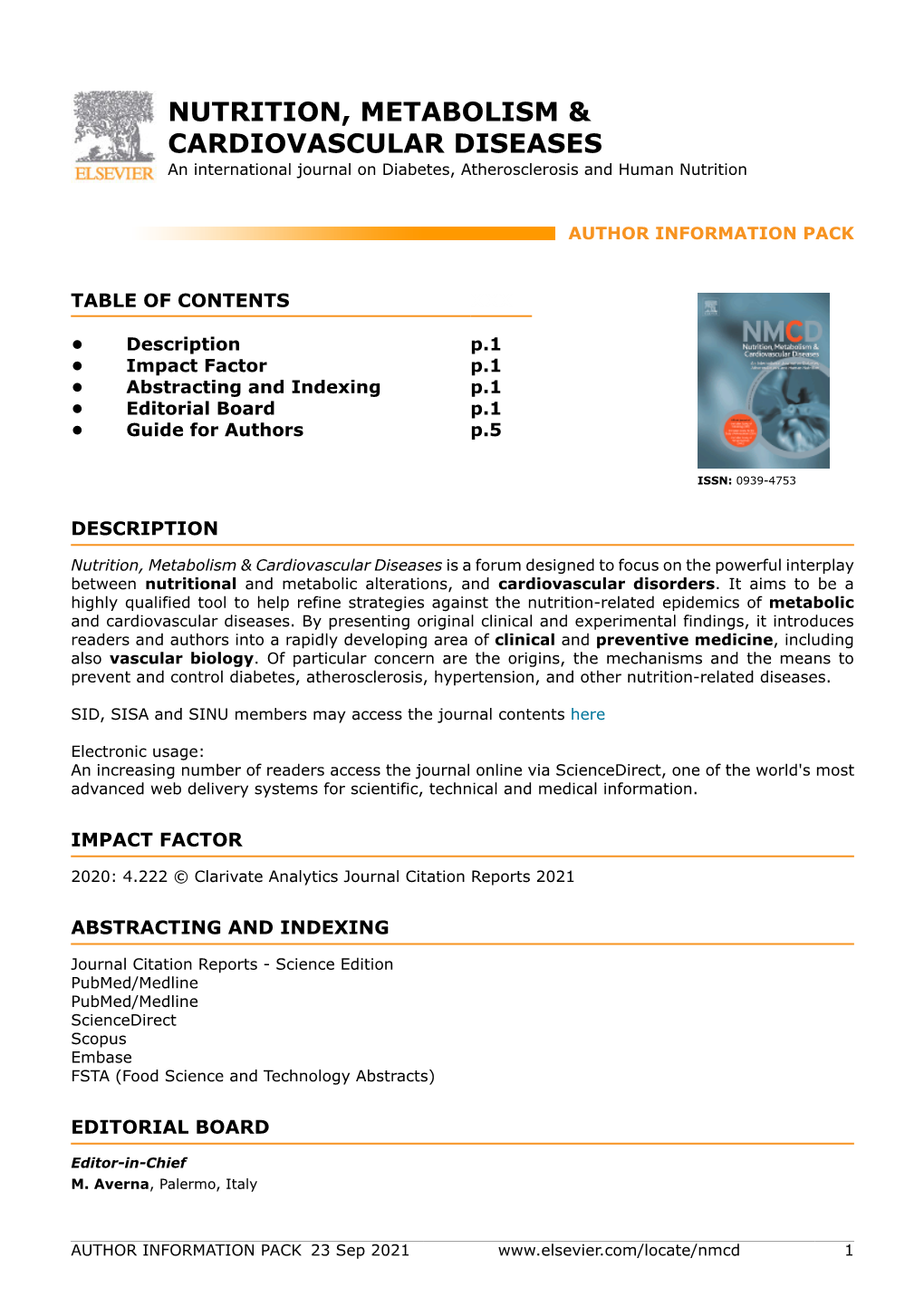 Nutrition, Metabolism & Cardiovascular Diseases