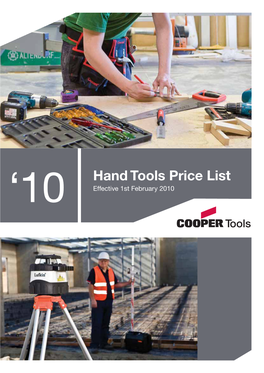 Hand Tools Price List ‘10 Effective 1St February 2010