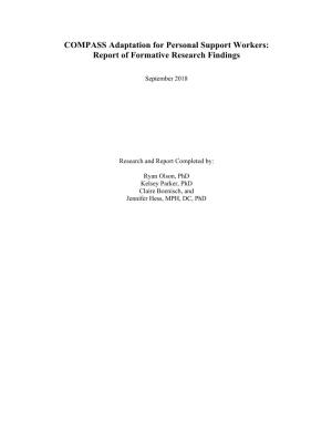 Report of Formative Research Findings