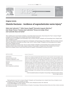 Clavicle Fractures - Incidence of Supraclavicular Nerve Injury