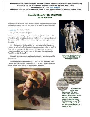 Greek Mythology #10: GANYMEDE by Joy Journeay