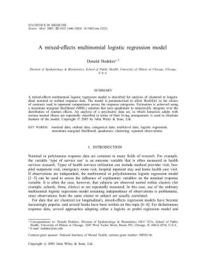 A Mixed-Effects Multinomial Logistic Regression Model