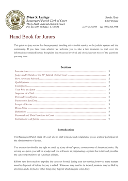 Hand Book for Jurors