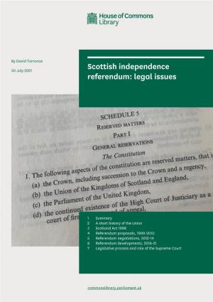 Scottish Independence Referendum: Legal Issues