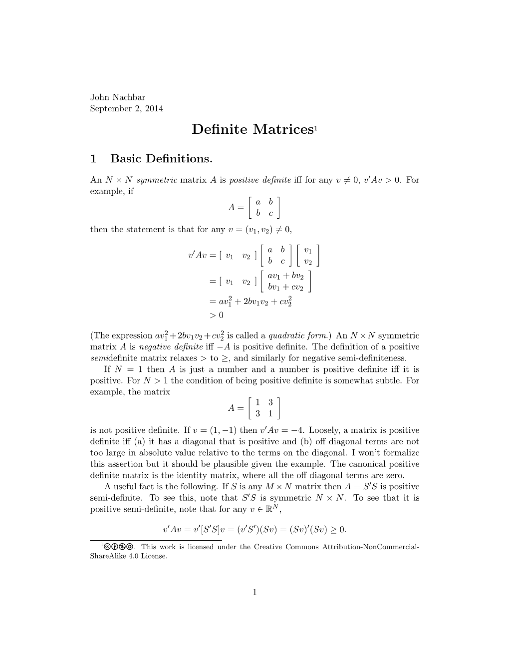 Definite Matrices