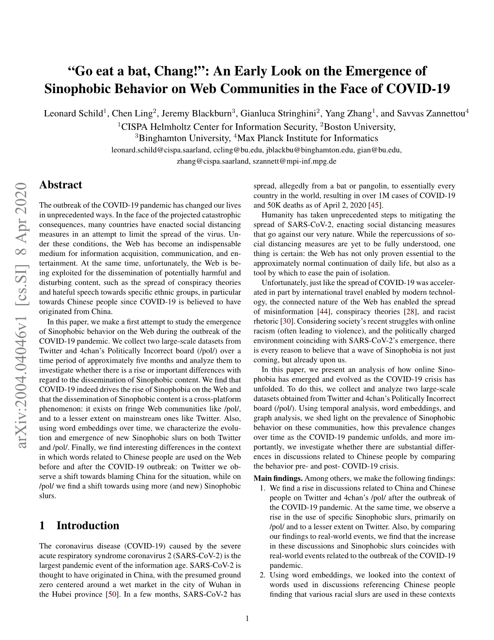 Arxiv:2004.04046V1 [Cs.SI] 8 Apr 2020 and /Pol