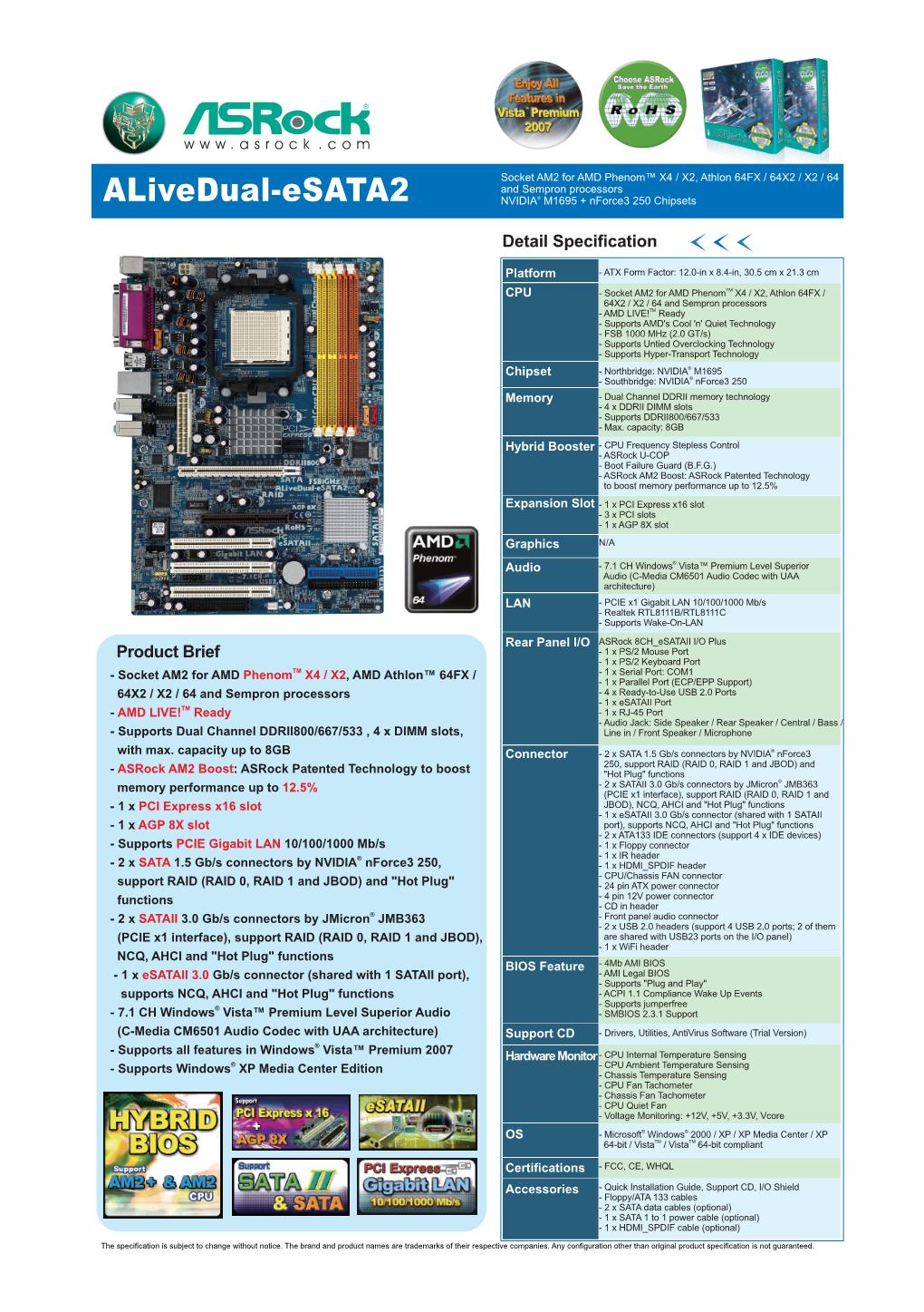 Alivedual-Esata2 NVIDIA® M1695 + Nforce3 250 Chipsets