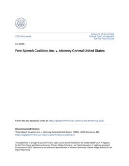 Free Speech Coalition, Inc. V. Attorney General United States