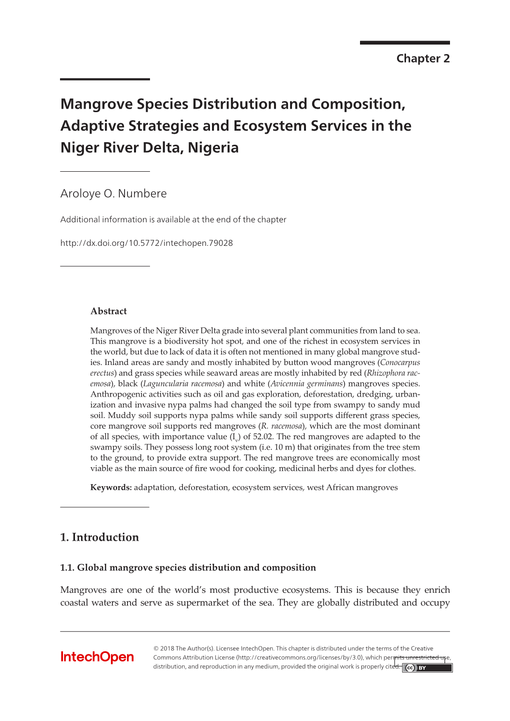 Mangrove Species Distribution and Composition, Adaptive Strategies and Ecosystem Services in the Niger River Delta, Nigeria