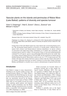 Vascular Plants on the Islands and Peninsulas of Maloe More (Lake Baikal): Patterns of Diversity and Species Turnover