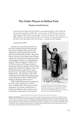 The Globe Players in Balboa Park Darlene Gould Davies