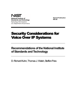 Security Considerations for Voice Over IP Systems