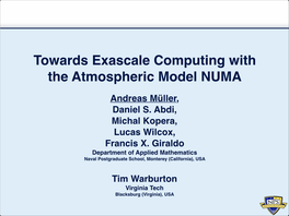 Towards Exascale Computing with the Atmospheric Model NUMA