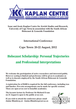 Kaplan Centre for Jewish Studies and Research, University of Cape Town in Association with the South African Holocaust & Genocide Foundation