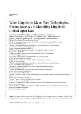 When Linguistics Meets Web Technologies. Recent Advances in Modelling Linguistic Linked Open Data