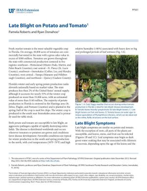 Late Blight on Potato and Tomato1 Pamela Roberts and Ryan Donahoo2