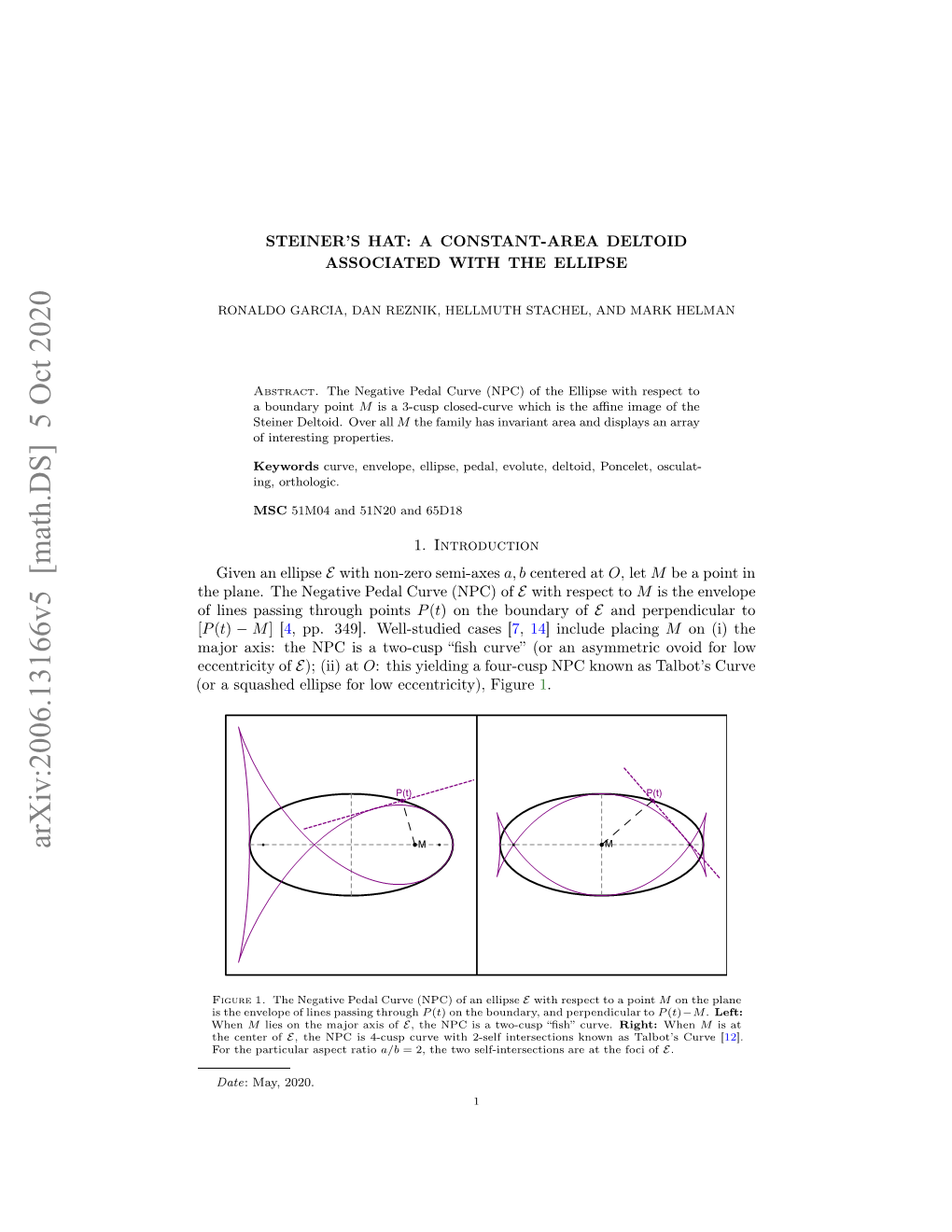 Steiner's Hat: a Constant-Area Deltoid Associated with the Ellipse