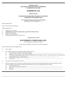 Schedule 14A Patterson Companies, Inc