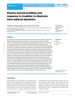Plasma Steroid Profiling and Response to Trophins to Illustrate Intra
