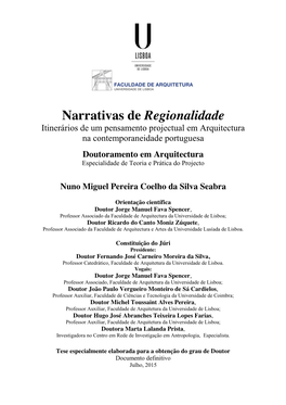 Narrativas De Regionalidade Itinerários De Um Pensamento Projectual Em Arquitectura Na Contemporaneidade Portuguesa