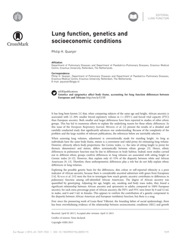 Lung Function, Genetics and Socioeconomic Conditions