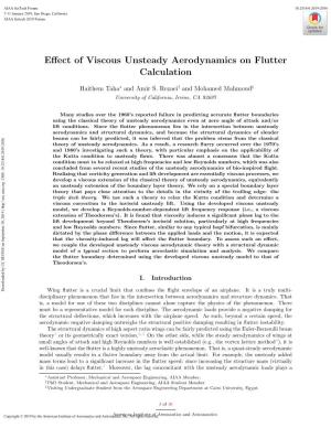 Effect of Viscous Unsteady Aerodynamics on Flutter Calculation