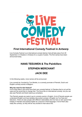 First International Comedy Festival in Antwerp HANS TEEUWEN & The