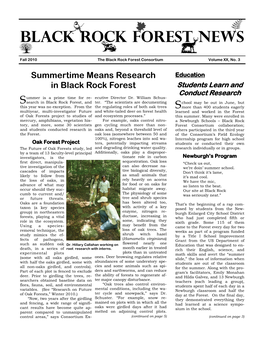 Fall 2010 the Black Rock Forest Consortium Volume XX, No