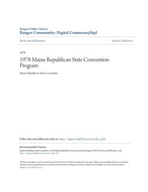 1978 Maine Republican State Convention Program Maine Republican State Committee