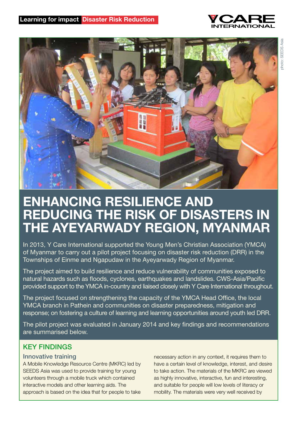 Enhancing Resilience and Reducing the Risk of Disasters in the Ayeyarwady Region, Myanmar