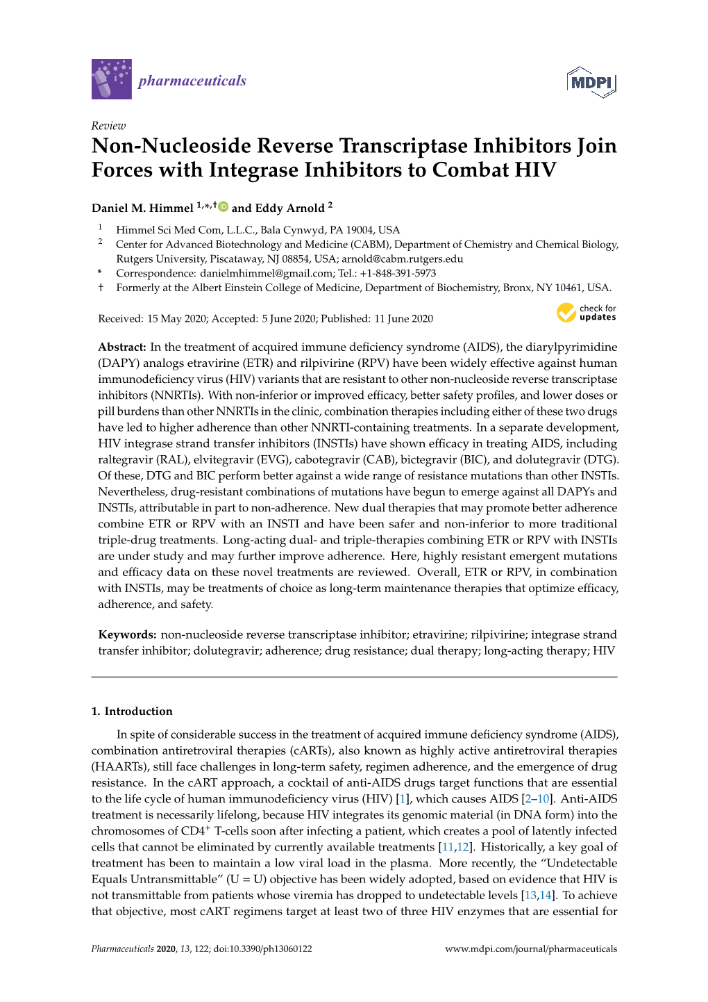 Non-Nucleoside Reverse Transcriptase Inhibitors Join Forces with Integrase Inhibitors to Combat HIV