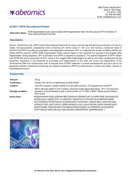 DFFA Recombinant Protein Description Product Info