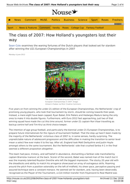 The Class of 2007: How Holland's Youngsters Lost Their Way | Nouse