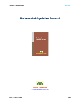 The Journal of Population Research 2347 – 1816