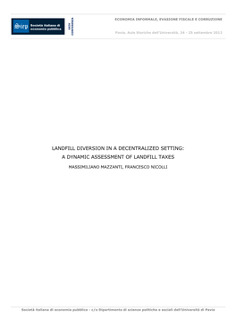 A Dynamic Assessment of Landfill Taxes