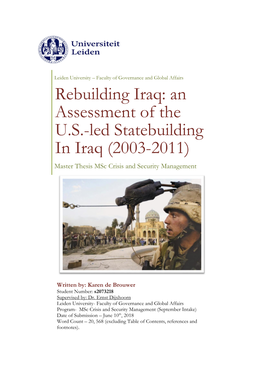 Rebuilding Iraq: an Assessment of the U.S.-Led Statebuilding in Iraq (2003-2011)