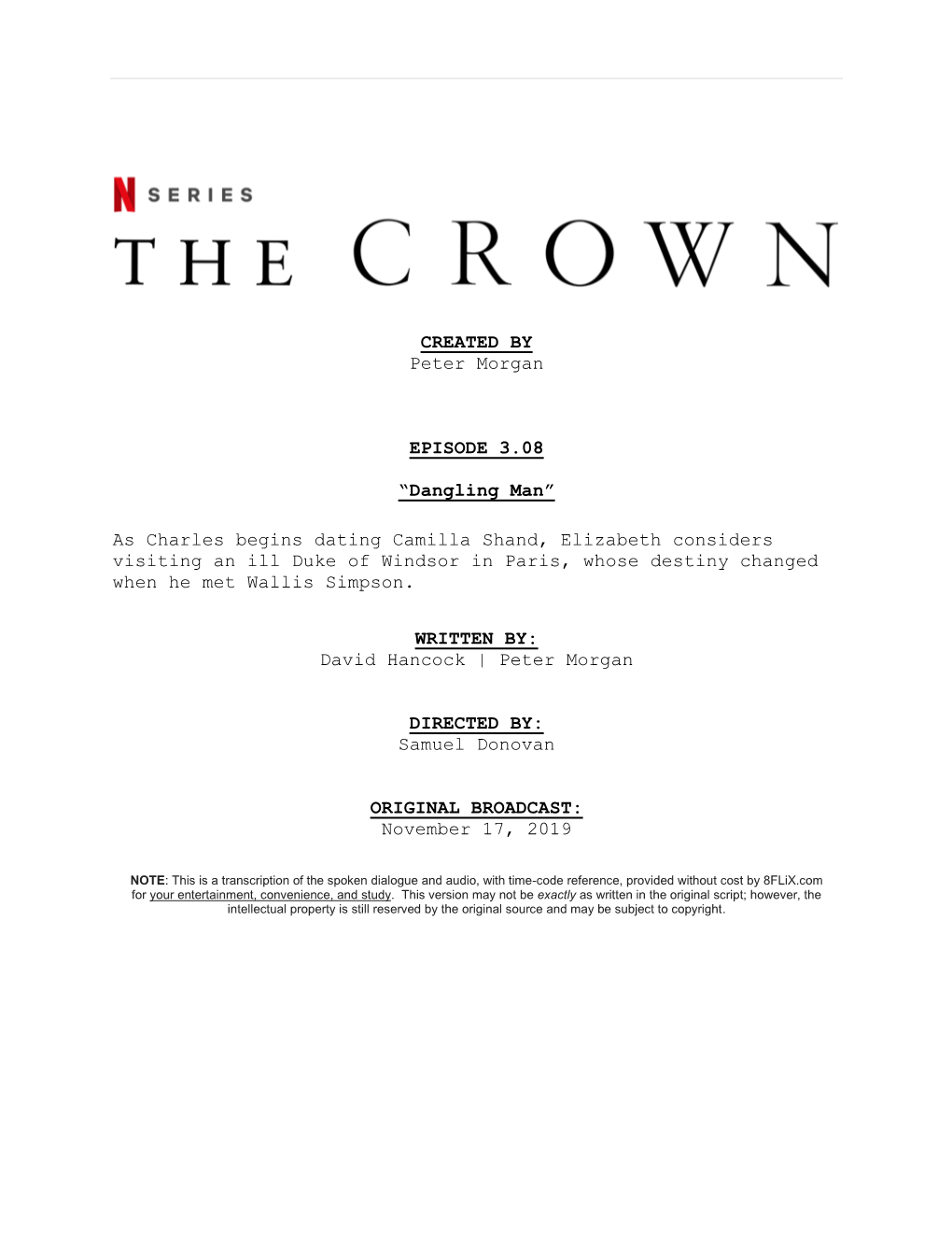 The Crown | Dialogue Transcript | S3:E8