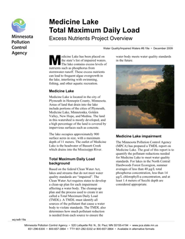 Medicine Lake Total Maximum Daily Load Excess Nutrients Project Overview