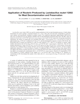 Application of Reuterin Produced by &lt;I&gt;Lactobacillus Reuteri&lt;/I&gt; 12002