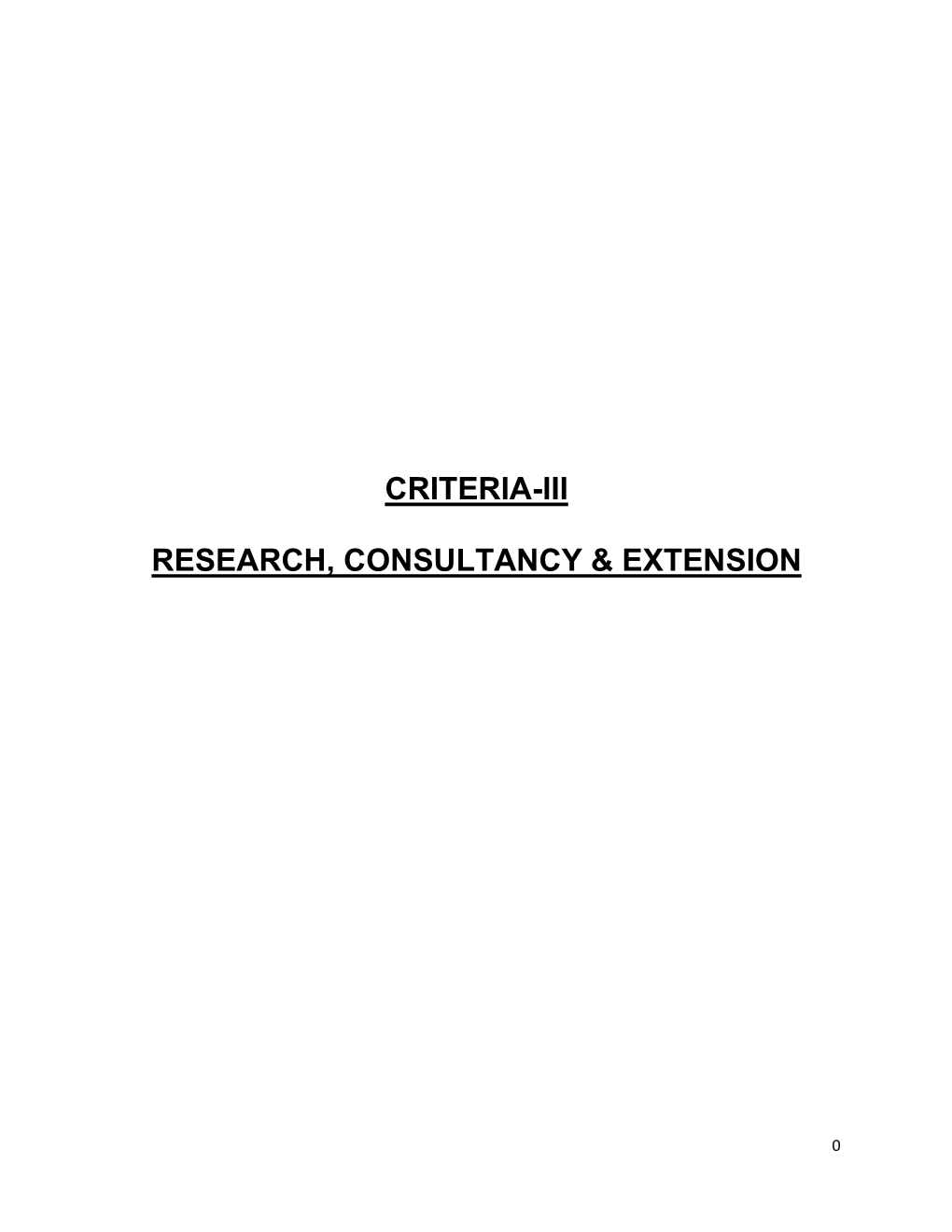 Criteria-Iii Research, Consultancy & Extension