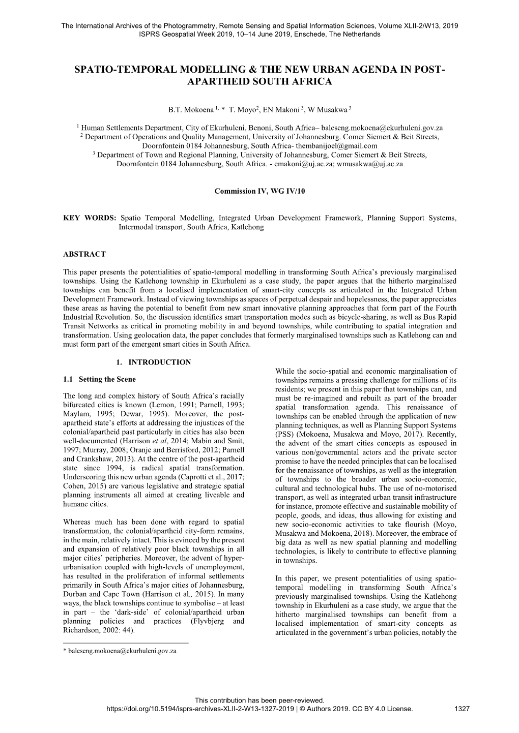 Spatio-Temporal Modelling & the New Urban Agenda in Post