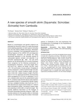 A New Species of Smooth Skink (Squamata: Scincidae: Scincella) from Cambodia