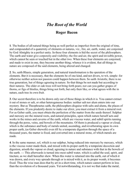 The Root of the World by Roger Bacon