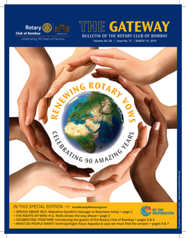 GATEWAY BULLETIN of the ROTARY CLUB of BOMBAY Celebrating 90 Years of Service Volume No