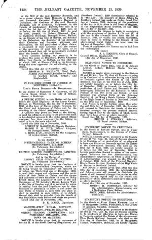 1434 the .Belfast Gazette, November 21, 1930