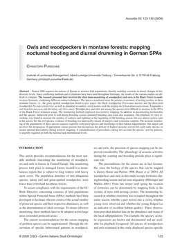 Owls and Woodpeckers in Montane Forests: Mapping Nocturnal Hooting and Diurnal Drumming in German Spas