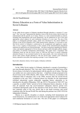 History Education As a Form of Value Indoctrination in Soviet Lithuania