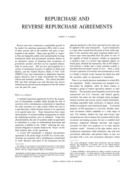 Repurchase and Reverse Repurchase Agreements